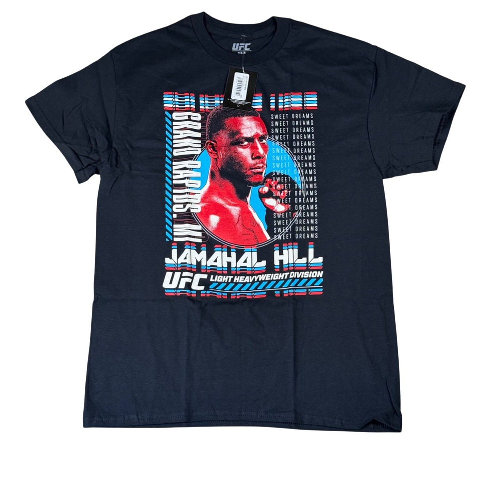 UFC Jamahal Hill Sweet Dreams Black Graphic T-Shirt Mens Medium UCFMT021603 NEW